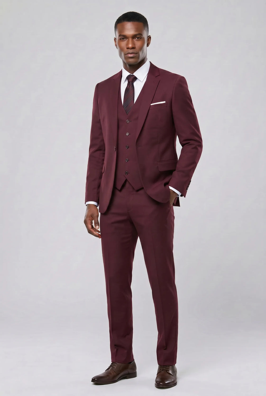 Bordeaux Citadel - Burgundy Essential 3-Piece Suit