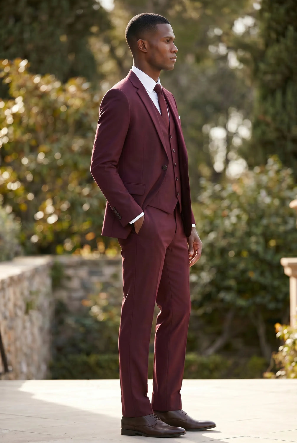 Bordeaux Citadel - Burgundy Essential 3-Piece Suit