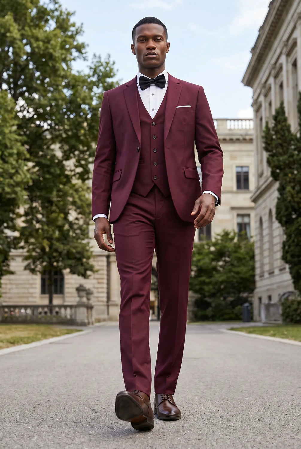 Bordeaux Citadel - Burgundy Essential 3-Piece Suit