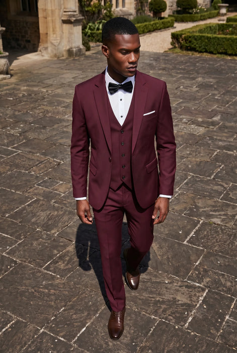 Bordeaux Citadel - Burgundy Essential 3-Piece Suit