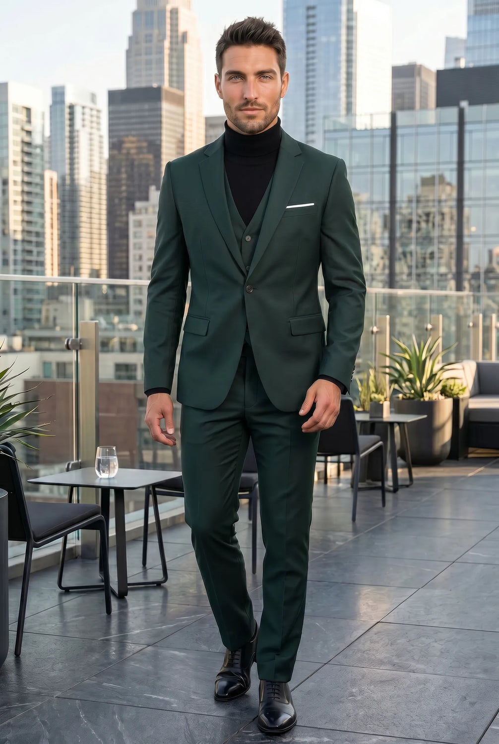 Verdant Citadel - Dark Green Essential 3-Piece Suit