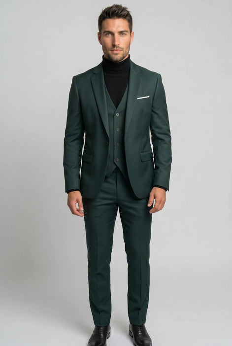 Verdant Citadel - Dark Green Essential 3-Piece Suit