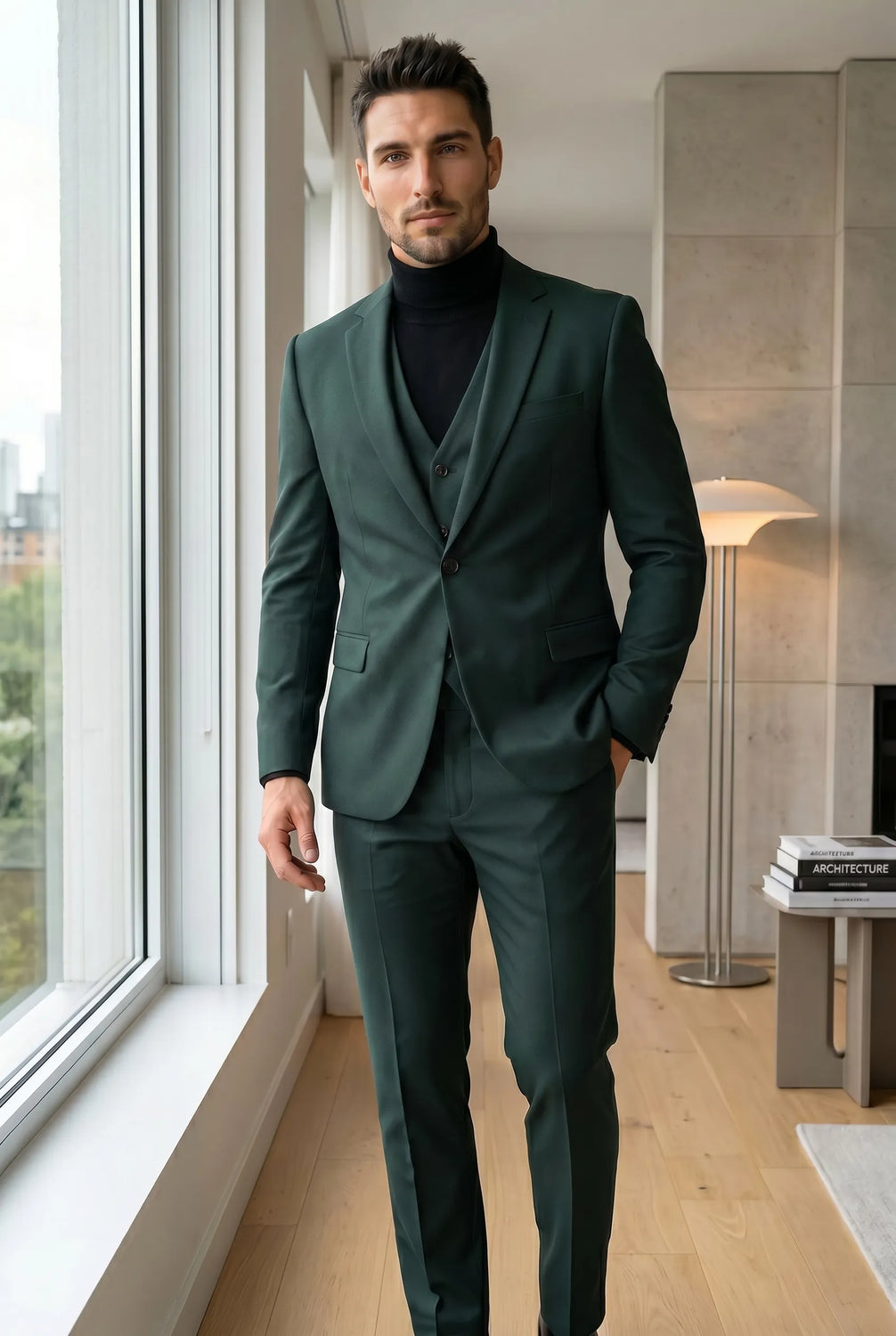Verdant Citadel - Dark Green Essential 3-Piece Suit