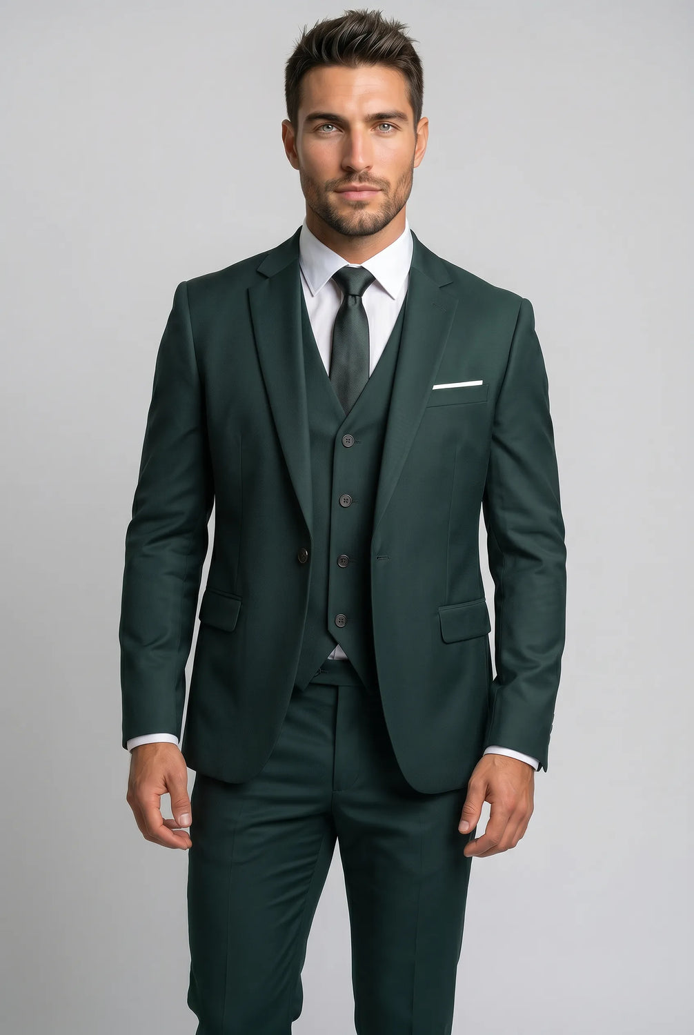 Verdant Citadel - Dark Green Essential 3-Piece Suit