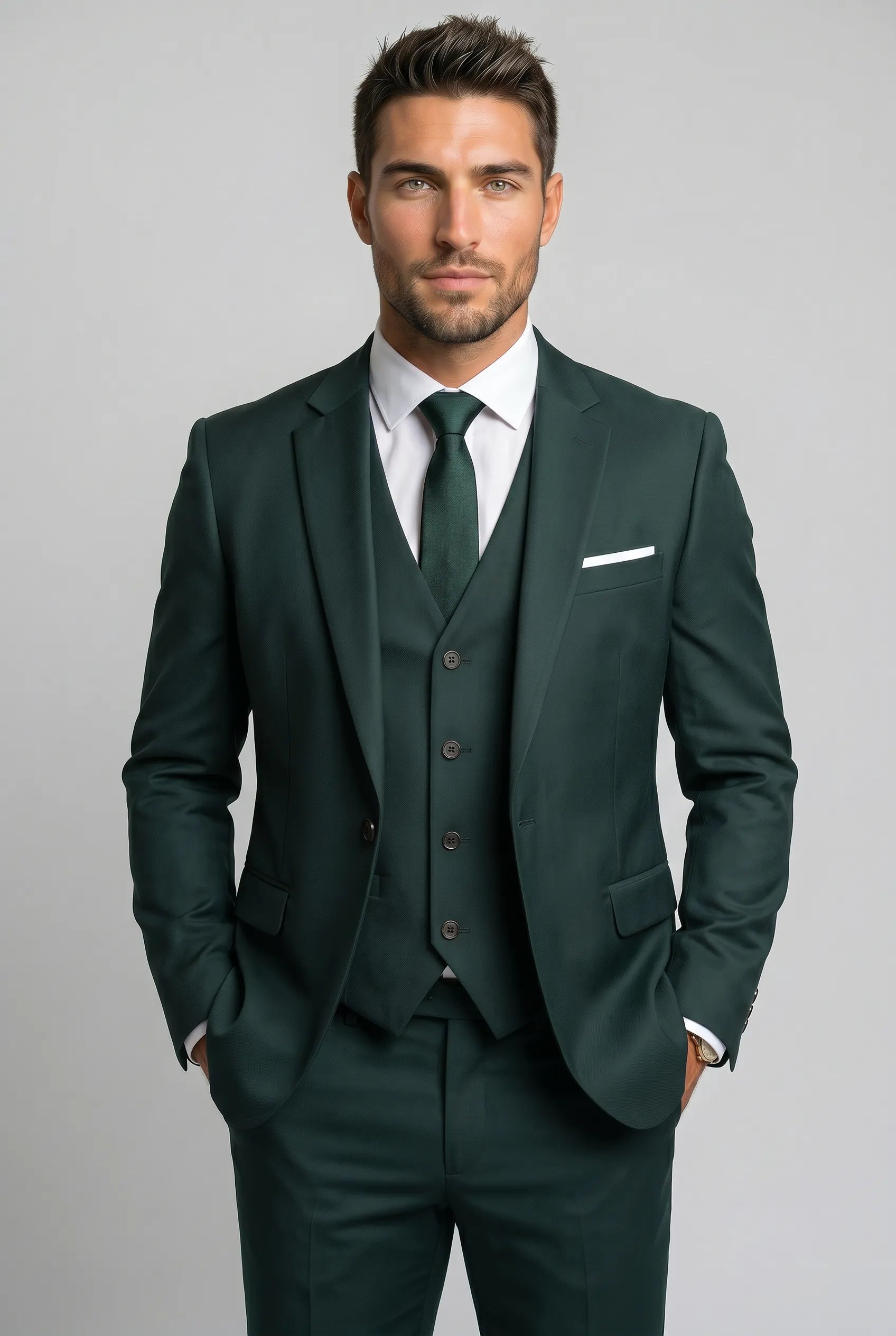 Verdant Citadel - Dark Green Essential 3-Piece Suit