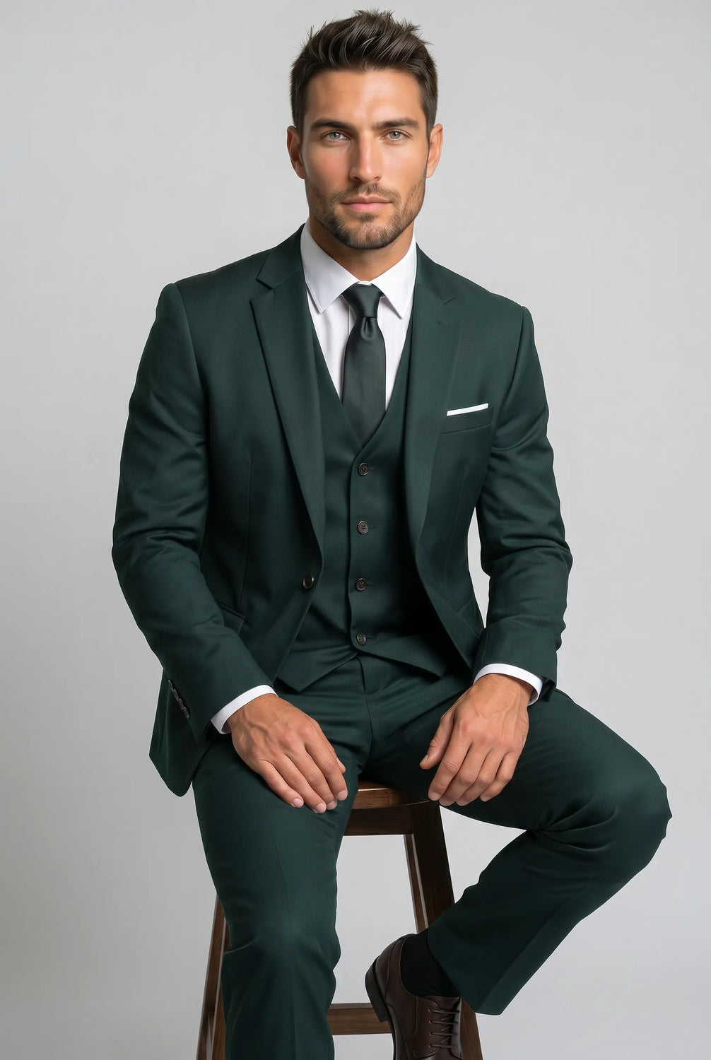 Verdant Citadel - Dark Green Essential 3-Piece Suit