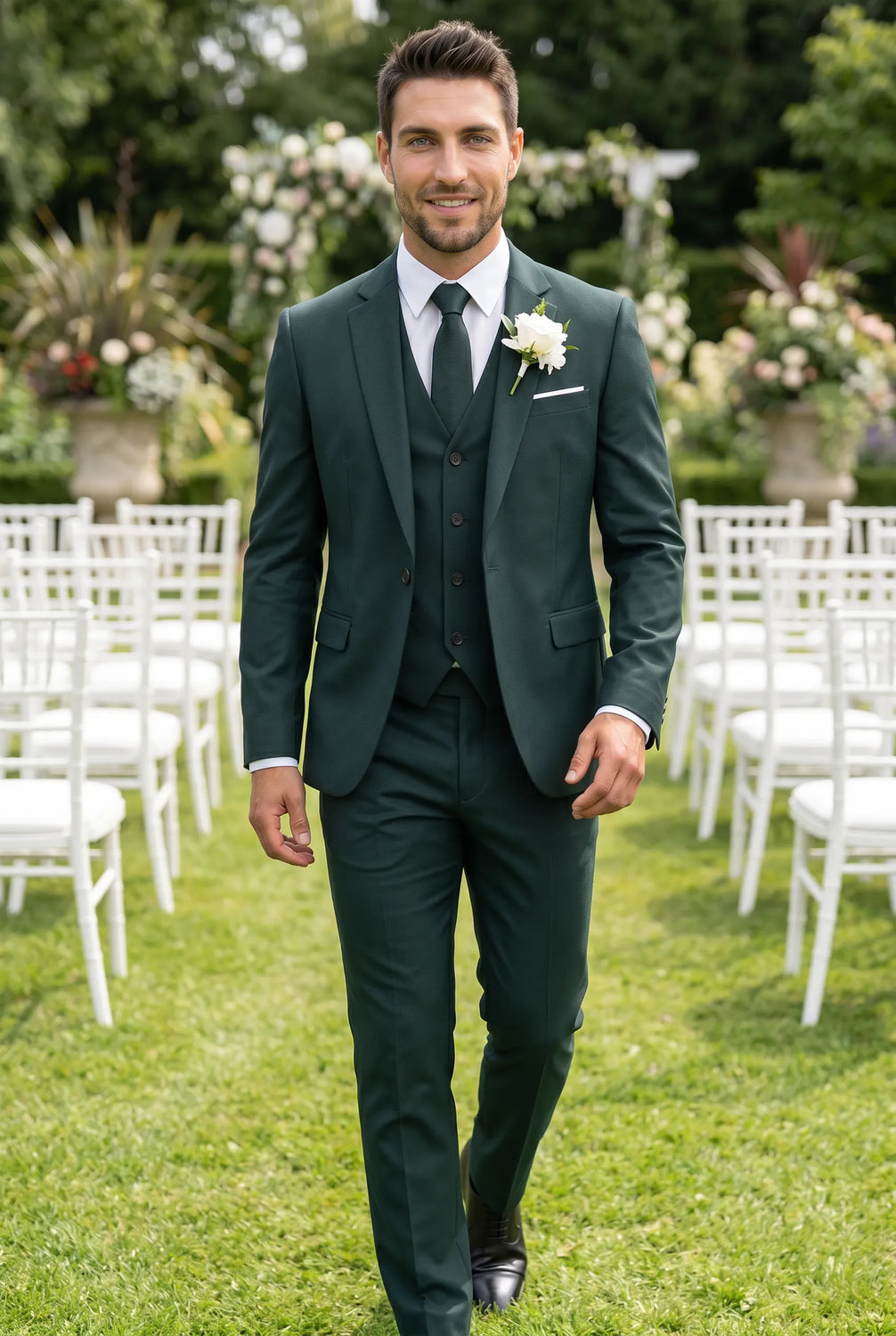 Verdant Citadel - Dark Green Essential 3-Piece Suit