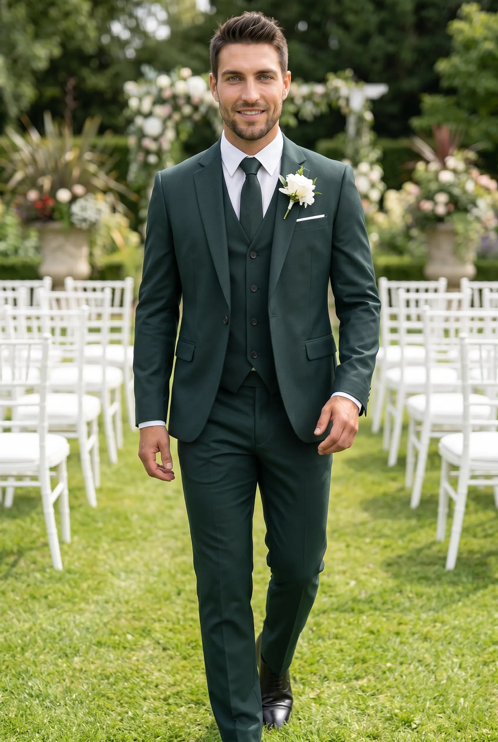 Verdant Citadel - Dark Green Essential 3-Piece Suit