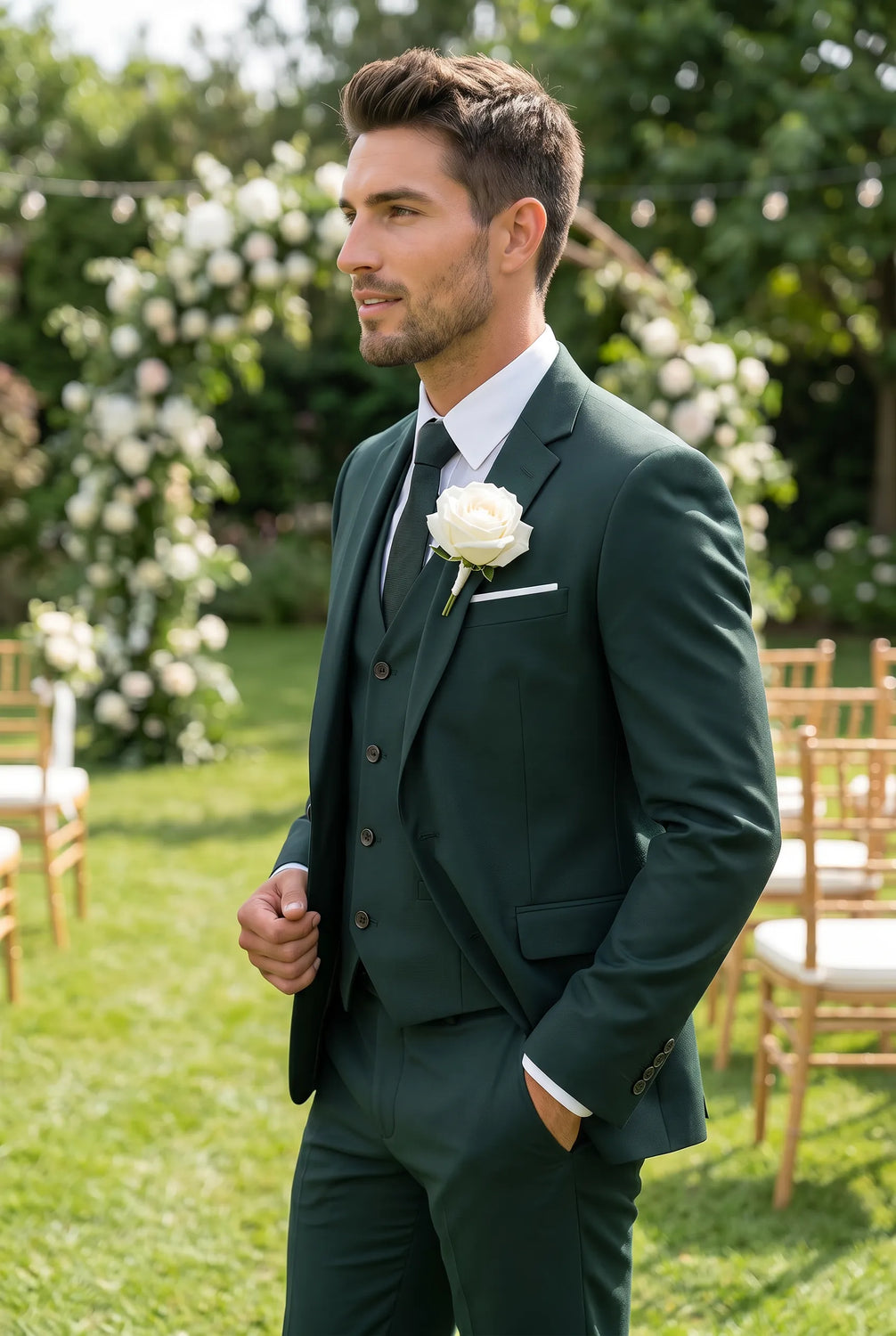 Verdant Citadel - Dark Green Essential 3-Piece Suit