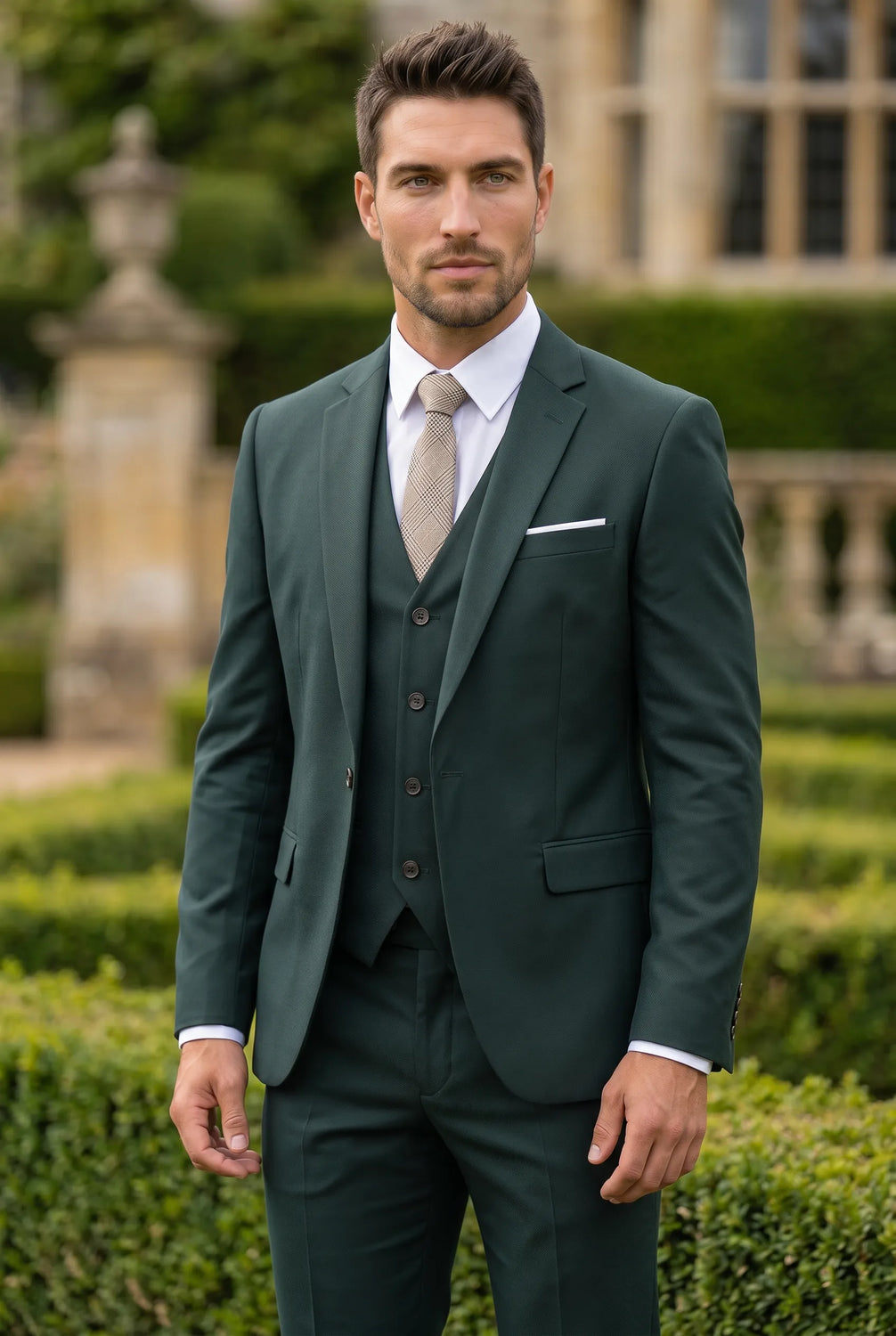 Verdant Citadel - Dark Green Essential 3-Piece Suit