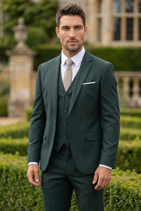 Verdant Citadel - Dark Green Essential 3-Piece Suit