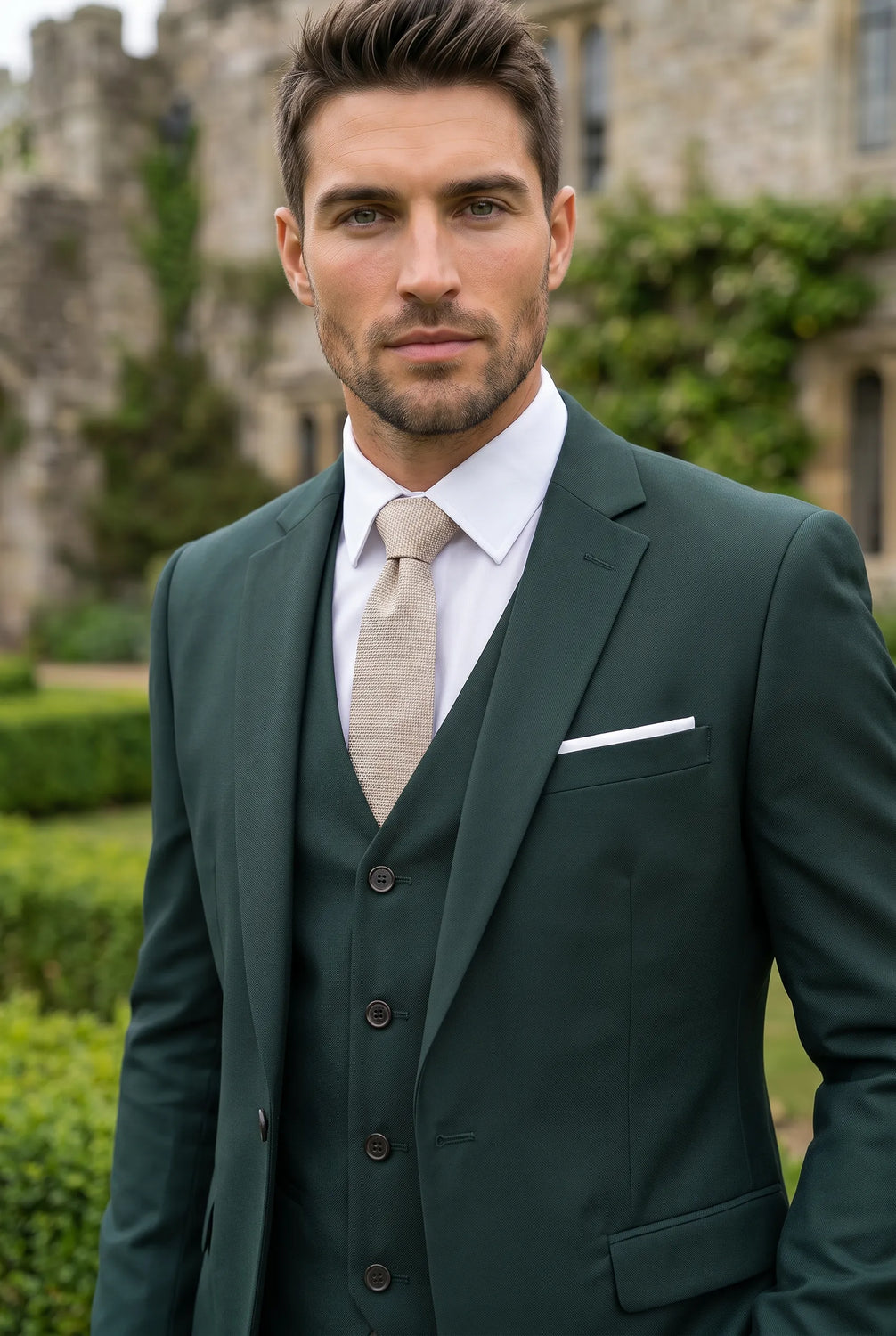 Verdant Citadel - Dark Green Essential 3-Piece Suit