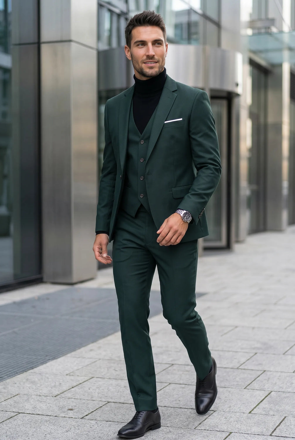 Verdant Citadel - Dark Green Essential 3-Piece Suit