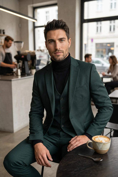 Verdant Citadel - Dark Green Essential 3-Piece Suit