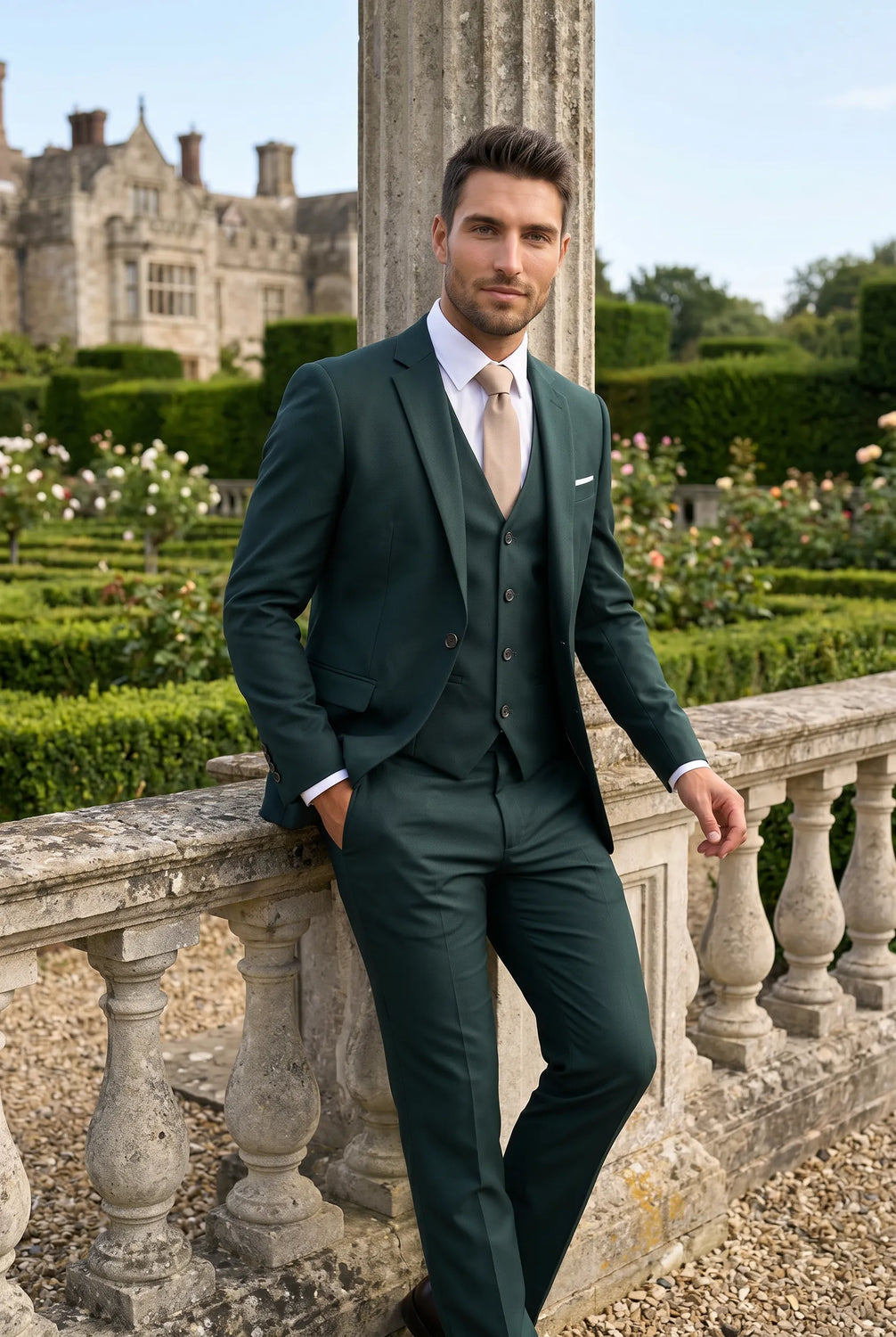 Verdant Citadel - Dark Green Essential 3-Piece Suit
