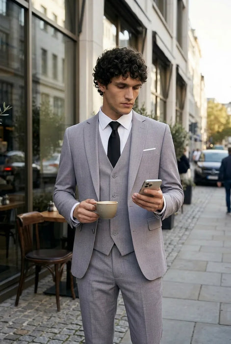 Slate Citadel - Light Grey Essential 3-Piece Suit