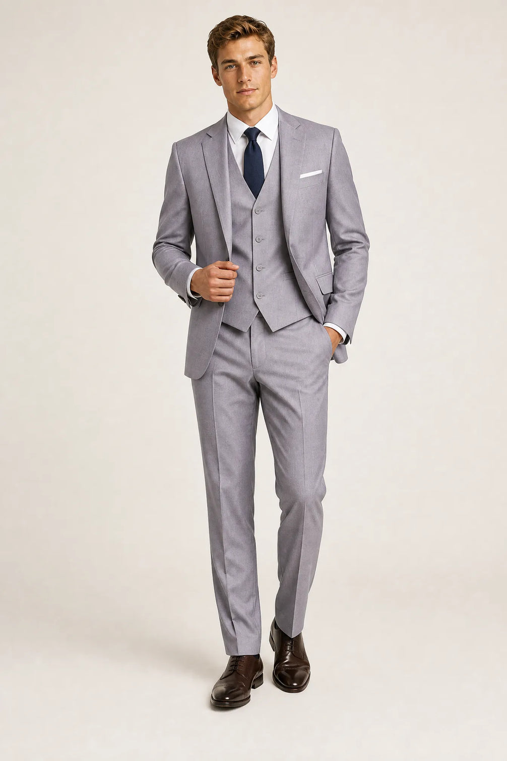 Slate Citadel - Light Grey Essential 3-Piece Suit
