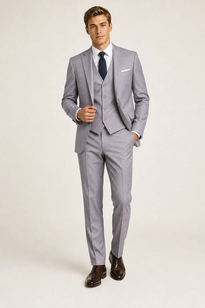 Slate Citadel - Light Grey Essential 3-Piece Suit