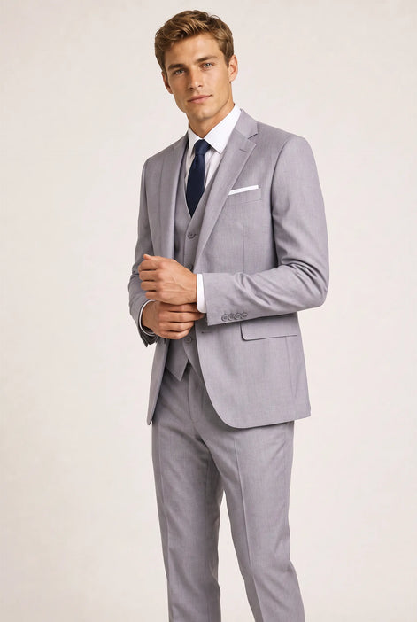 Slate Citadel - Light Grey Essential 3-Piece Suit