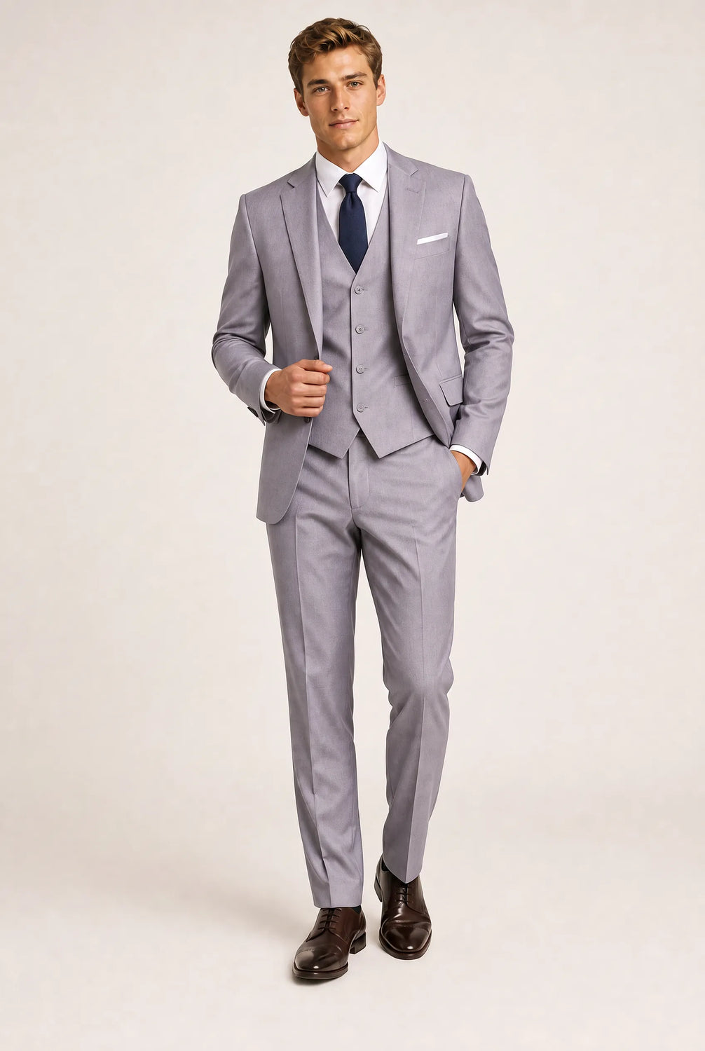 Slate Citadel - Light Grey Essential 3-Piece Suit