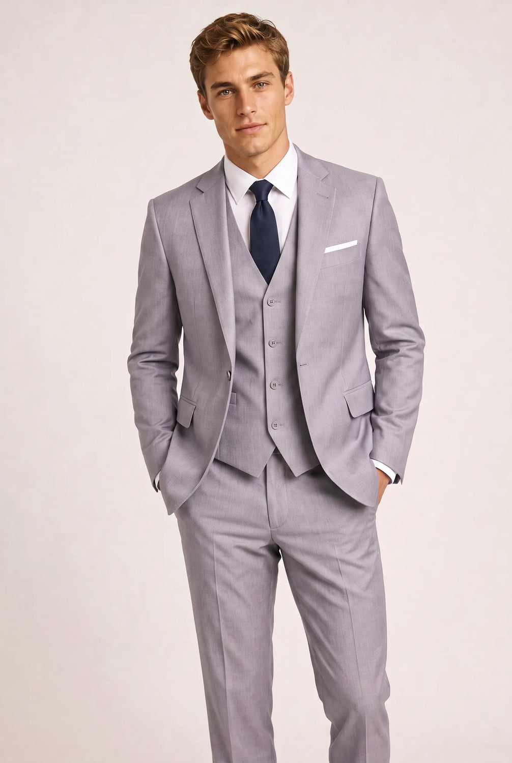 Slate Citadel - Light Grey Essential 3-Piece Suit