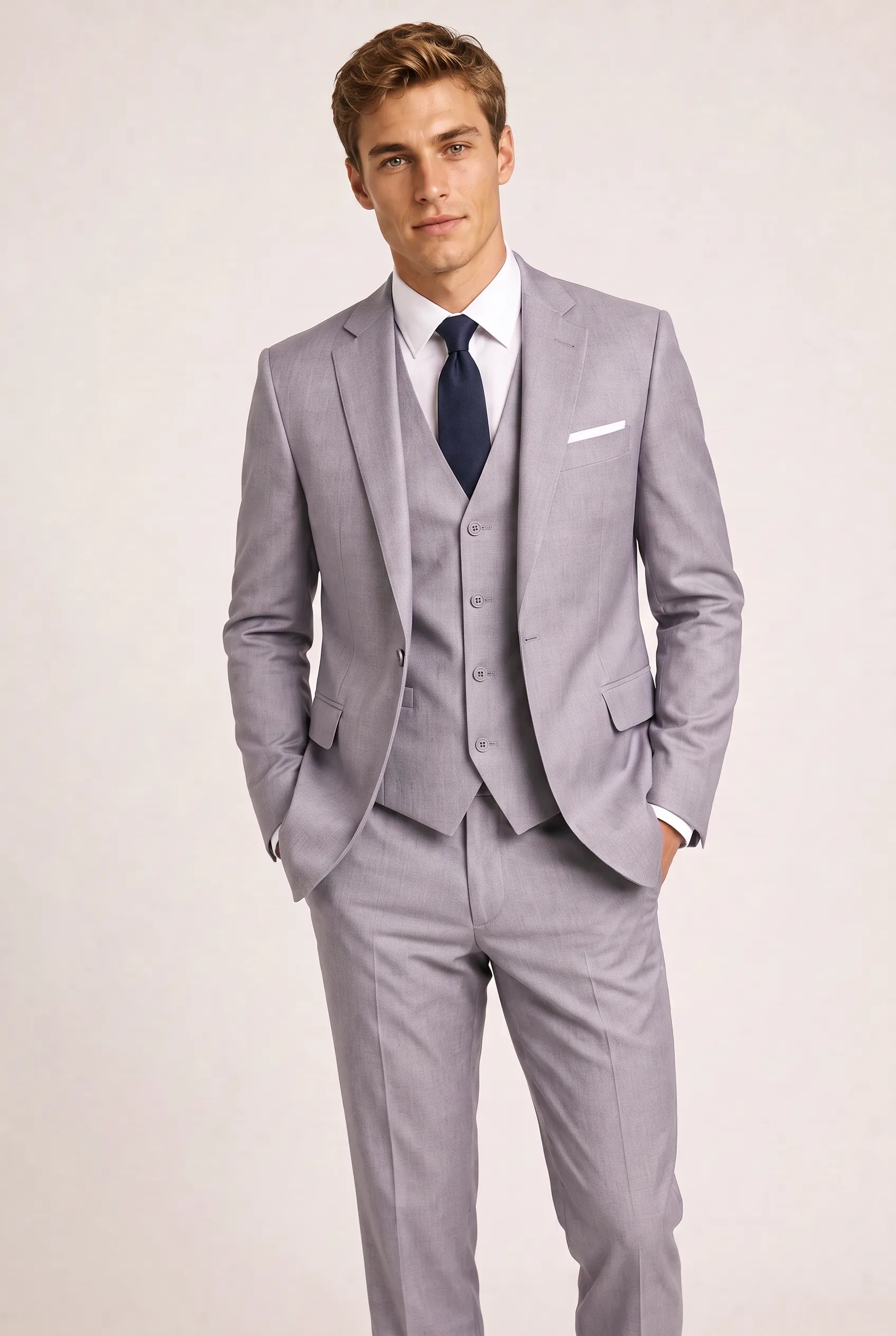 Slate Citadel - Light Grey Essential 3-Piece Suit