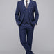 Full front view of Sapphire Canvas royal blue 3-piece suit with high-definition geometric jacquard pattern - Nevo Suits
