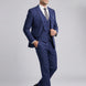 Full front view of Sapphire Canvas royal blue 3-piece suit with high-definition geometric jacquard pattern - Nevo Suits