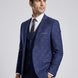 Full front view of Sapphire Canvas royal blue 3-piece suit with high-definition geometric jacquard pattern - Nevo Suits