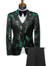 Floral-patterned suit jacket, vest, and pants on a mannequin with a white background