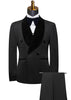 Black tuxedo with bow tie on a mannequin against a white background