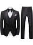 Men's 3-Piece Black Rose Embroidery Shawl Lapel Wedding Tuxedo