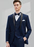 Men's 3-Piece Classic Groom Dresses Navy Blue Groomsmen Suit