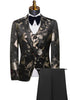Floral patterned suit jacket and pants on a mannequin with a white background