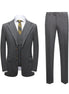 Gray checkered suit with jacket, vest, and pants on a white background