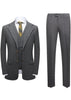 Gray checkered suit with jacket, vest, and pants on a white background