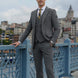 The Graphite Windowpane - Charcoal Grey Textured 3-Piece Suit Set