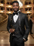 Men's Black Silk Tuxedo 3-piece Black Suit