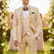The Imperial Mandarin - Champagne Paisley Stand Collar Tuxedo Set