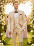 Men's 3-Piece Traditional Collar Champagne Paisley Fitted Party Suit