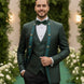 The Imperial Mandarin - Emerald Green Paisley Stand Collar Tuxedo Set