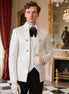 Men's 3-Piece Traditional Collar White Paisley Fitted Party Suit