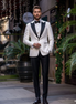 Men’s Gold Brocade Peak Lapel Luxurious 3-Piece Suit