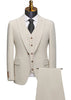 Beige suit with a vest and pants on a mannequin against a white background