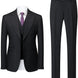 Black pinstripe suit with jacket, vest, and pants on a white background