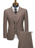 Brown suit with vest and pants on a mannequin against a white background