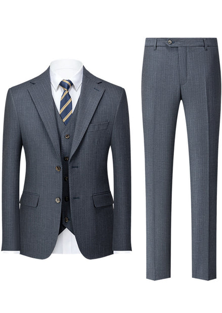 Gray suit with vest and pants on a white background