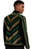 Men's Embroidered Green and Gold Geometric Pattern Tuxedo Jacket