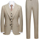 Khaki light brown 3-piece suit with wide peak lapels and pinstripe pattern front view