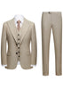 Beige pinstripe suit with jacket, vest, and pants on a white background